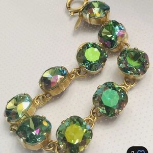 Catherine Popesco Gold Bracelet with Green Crystals